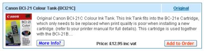 Original Manufacturers Inkjet Cartridges for colour and photo printers